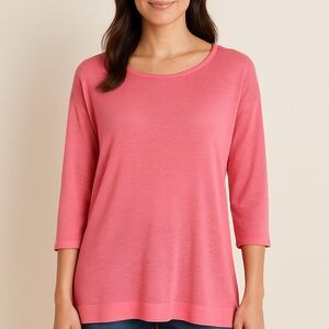 J.Jill Linen-Blend Lightweight Sweater – Pink – Size XL, 3/4 length sleeves